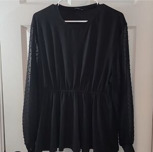 SHEIN | Black Long Sleeve Clip Dot Top
